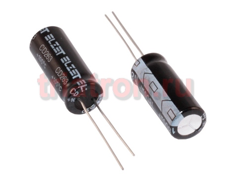 2200мкф 16в 105° CD263 (10Х20) конденсатор ELZET ECRH1C222MA00F20C (10Х20) (ECAP 2200/16V 1020 CD26L)