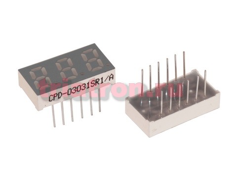 CPD-03031SR1/A (3031BSR-21) 22*14мм красн 3разр цифр.индикатор общий анод CPM