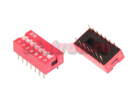 SWD1-7 (DS-07)(SDS1040-7)(Вдм1-7) DIP 7 поз. шаг 2.54мм переключатель CONNFLY