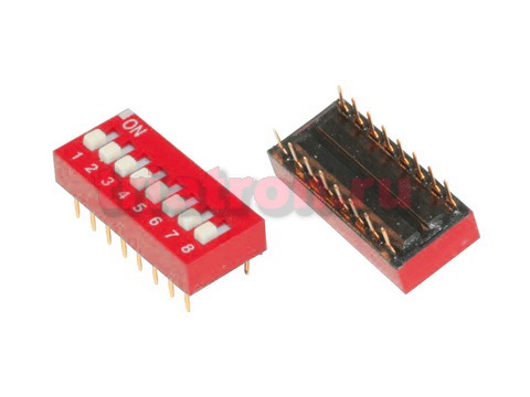 SWD1-8 (DS-08)(SDS1040-8)(Вдм1-8) DIP 8 поз. шаг 2.54мм переключатель CONNFLY