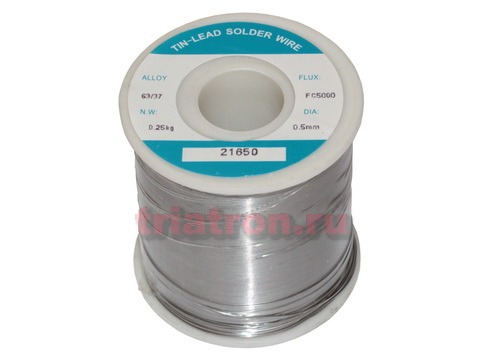 Припой проволока 0.50мм 0.25кг Sn63 / Pb37 (RMA flux FC5000) ПОС 63