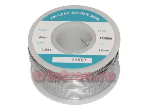 Припой проволока 1.00мм 0.25кг Sn60 / Pb40 (RMA flux FC5005) ПОС 60