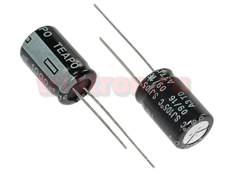 1000мкф 16в 105° SJ (10X16) низкоим, конденсатор Teapo KSJ108M016S145H16K (10X16) (ECAP 1000/16V)